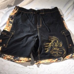 Mens Legendary Whitetails Black Dragons Swim Trunks